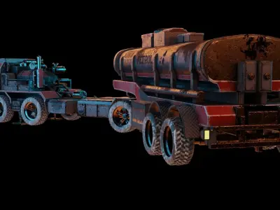 TRUCK oil tanker game ready Low-poly 3D model