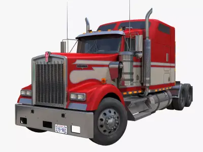 Kenworth W900 semitruck Low-poly 3D model