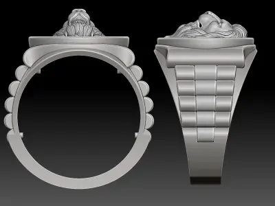 Lion tiger  watch Man Ring silver gold printable jewelry 3D print model