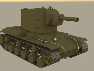 Soviet tank 2 world war KV-2 Low-poly 3D model