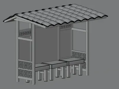 Bus Stop In Chinese Style 3D model