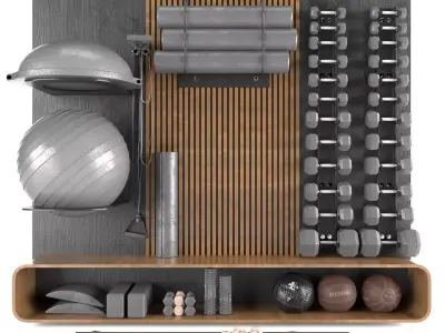 Home Gym Yoga Fitness Decoration Fitness Gray Set 056  3D model