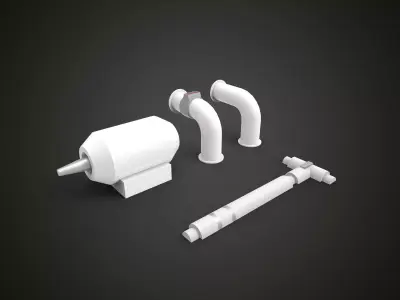 scifi exhaust pipe vessel 3D print model