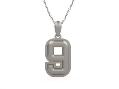 Model 1164 Number 9 Necklace Curved With Border 3D print model