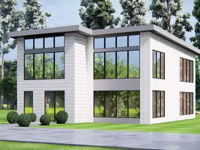 Modern Two Story American  Contemporary Architectural Design 3D model