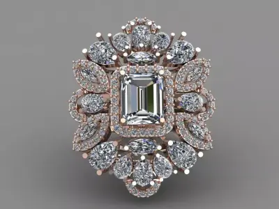 Rose Gold Women Diamond Ring 3D print model 3D print model 13