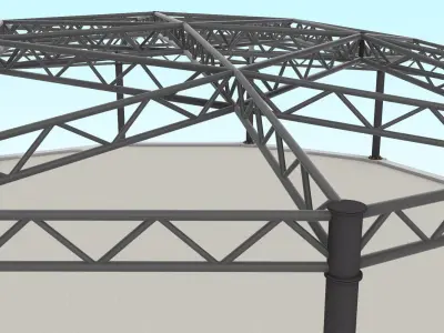 Truss beam - Spherical roof model 3D model