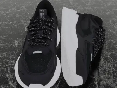 Puma 3D Shoes - White - Black - RS Series Low-poly 3D model