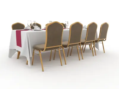 Banquet Table and Chair 75 3D model