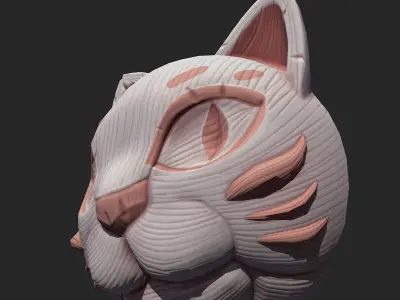 White Tiger Mask Pbr Low-poly 3D model