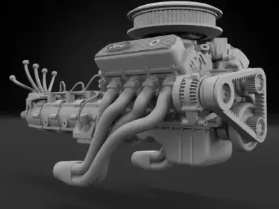 Big Block V8 - Single Carb 3D print model