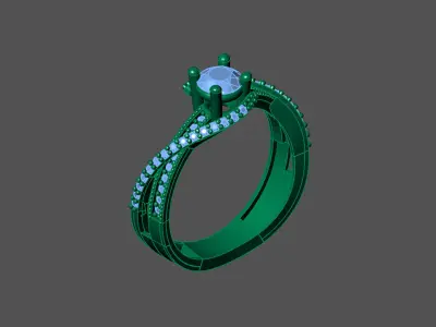 Womens Rings With Stone Ring Ready STL 3DM Models Rings women 3D print model