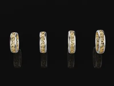 6-Size Wedding Ring Set 3D print model