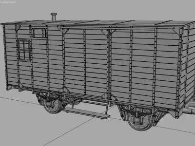 Railcar old train car Low-poly 3D model