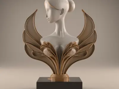 Elegant Woman Bust STL Modern Art 3D Print for Decor 3D print model