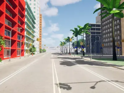 City Downtown Skyscraper Street - Unreal - Lot 11 Low-poly 3D model