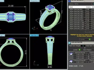 Luxury Multi Row Halo Diamond Ring CAD Design With Pave Band 3D print model