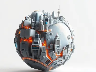 Futuristic City Sphere Model Pack for SciFi Environments Low-poly 3D model