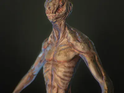 Character Reptile Animation Rig  Low-poly 3D model