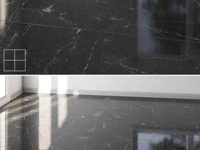 DrCG Black and White Marble Tile 97 3D model