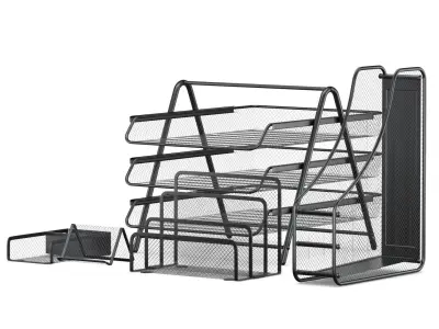 Mesh Metal Document Organizer Storage Set 3D model