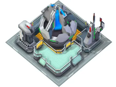 isometrical UFO radar platform station upgrade 3 Low-poly 3D model