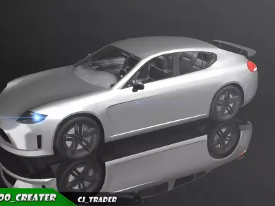 Lowpoly Sports sedan Porsche Racing Car 3D Model Low-poly 3D model