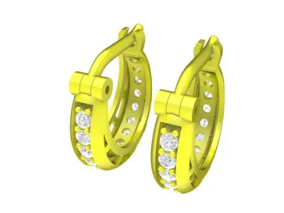 Luxury Diamond Huggie Hoop Earrings 3D Model 5986 3D print model