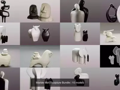 Marble Mini Sculpture Bundle 3D Model Collection