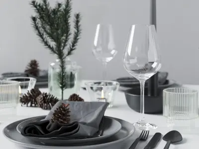 Christmas Table Setting 3D model