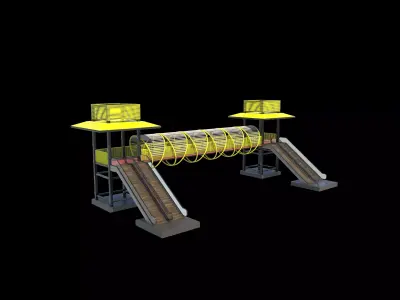 Steel Pedestrian Bridge 3D model