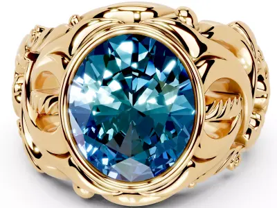 Timeless Elegance Luxury Bluestone Ring 3D print model