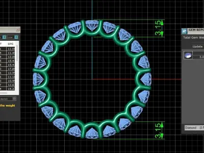 U Shaped Eternity Ring 3mm stone size swiss 8 and EU48 3D print model