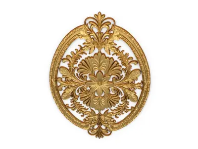 Classic oval carved decor ornament 01  3D model
