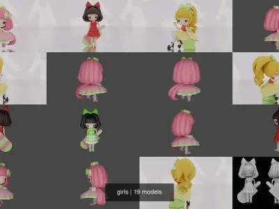 girls witch 3D Model Collection
