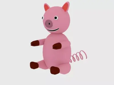 Cartoon Pig Sit  3D model