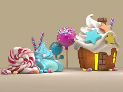 3d sweet cake house icecream sugar cute lovely  3D model