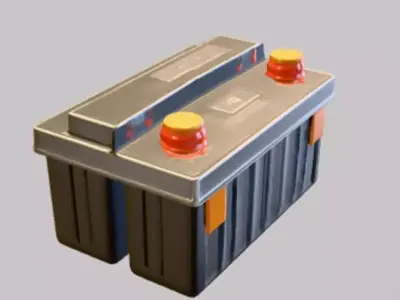 Car battery with terminals 3D model