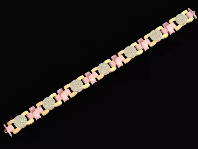 Luxury Pave Round Link Bracelet for Women  2554 3D print model