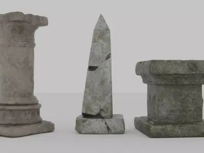 Ancient Ruined Architecture Pack 7 Stone Props Low-poly 3D model