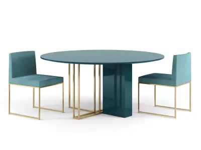 MERIDIANI Plinto Round Table and Rider Chairs 3D model