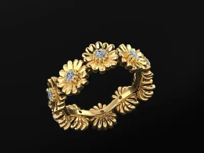 Flower Ring 3D print model 9
