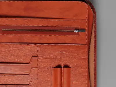 Open Leather portfolio bag Low-poly 3D model