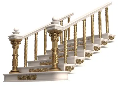 Carved Stair 03 White Low-poly 3D model