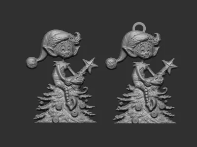 christmas elf in christmastree decor  3D print model