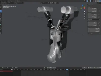 Piston Engine 1 Cylinder Cut away 3D model