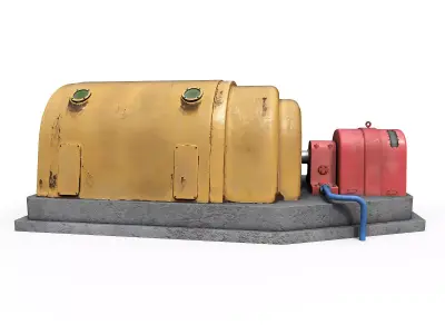 Industrial power plant Low-poly 3D model