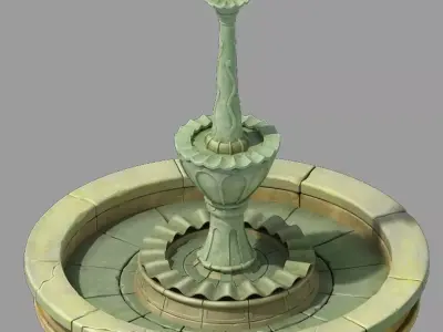 Game Cartoon - Town Fountain 05 3D model