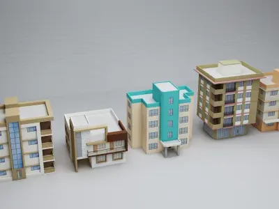 LOW POLY BUILDING COLLECTION 01 Low-poly 3D model
