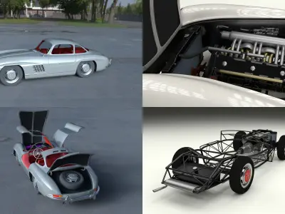 Fully Modelled Rigged Mercedes 300SL Gullwing HDRI 3D model